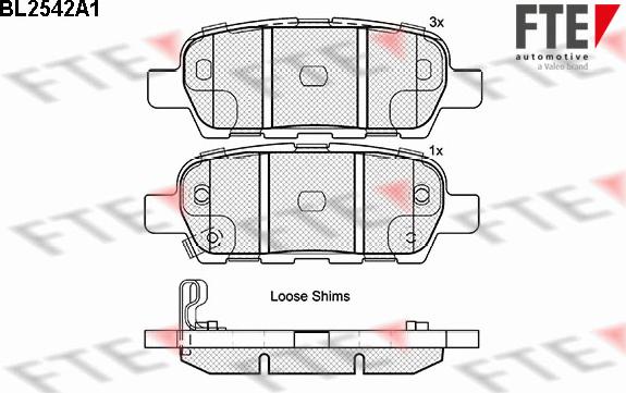 FTE BL2542A1 - Тормозные колодки, дисковые, комплект autospares.lv