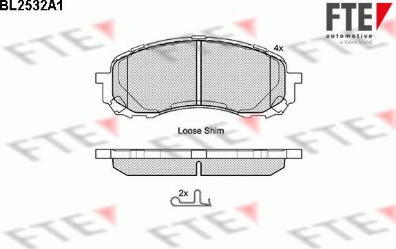 FTE BL2532A1 - Тормозные колодки, дисковые, комплект autospares.lv