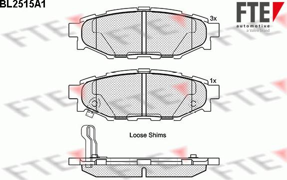 FTE BL2515A1 - Тормозные колодки, дисковые, комплект autospares.lv