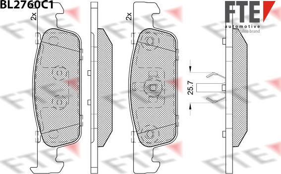 FTE BL2760C1 - Тормозные колодки, дисковые, комплект autospares.lv