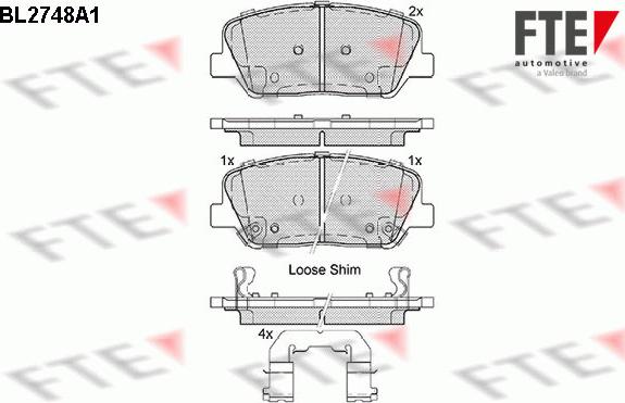 FTE BL2748A1 - Тормозные колодки, дисковые, комплект autospares.lv