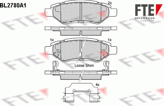 FTE BL2780A1 - Тормозные колодки, дисковые, комплект autospares.lv