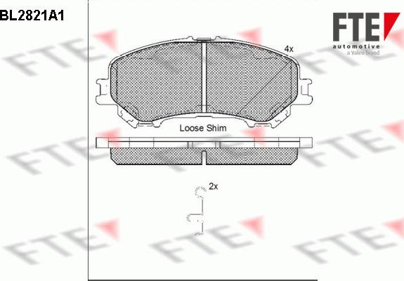 FTE BL2821A1 - Тормозные колодки, дисковые, комплект autospares.lv