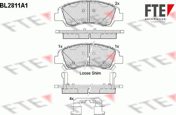 FTE BL2811A1 - Тормозные колодки, дисковые, комплект autospares.lv