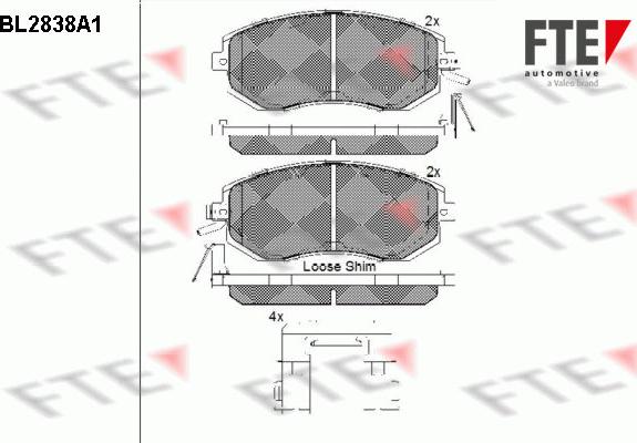 FTE BL2838A1 - Тормозные колодки, дисковые, комплект autospares.lv