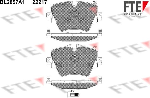 FTE BL2857A1 - Тормозные колодки, дисковые, комплект autospares.lv