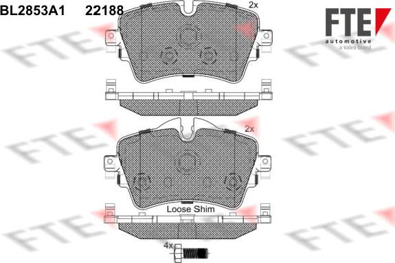 FTE BL2853A1 - Тормозные колодки, дисковые, комплект autospares.lv