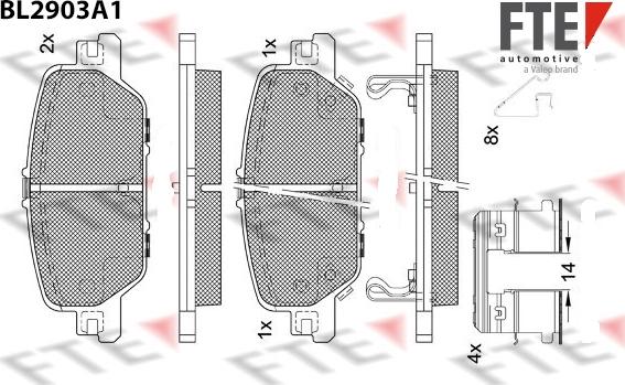 FTE 9011145 - Тормозные колодки, дисковые, комплект autospares.lv