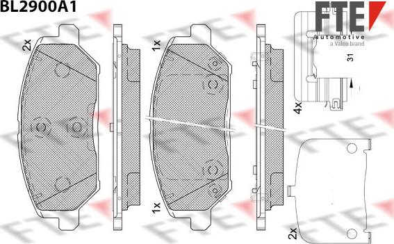 FTE BL2900A1 - Тормозные колодки, дисковые, комплект autospares.lv