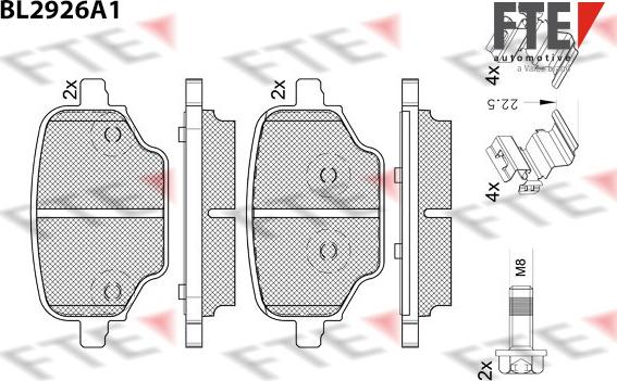 FTE BL2926A1 - Тормозные колодки, дисковые, комплект autospares.lv