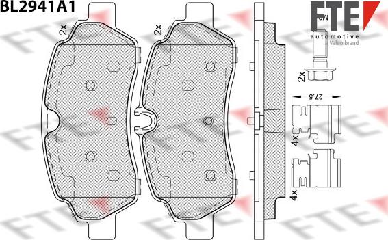 FTE BL2941A1 - Тормозные колодки, дисковые, комплект autospares.lv