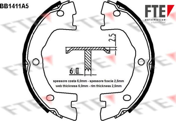 FTE 9100144 - Комплект тормозов, ручник, парковка autospares.lv