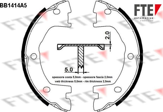 FTE BB1414A5 - Комплект тормозов, ручник, парковка autospares.lv