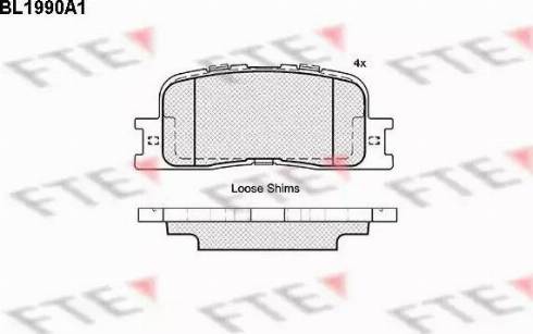 FTE BL1990A1 - Тормозные колодки, дисковые, комплект autospares.lv