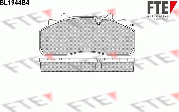 FTE BL1944B4 - Тормозные колодки, дисковые, комплект autospares.lv