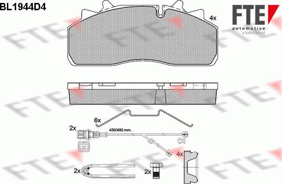 FTE BL1944D4 - Тормозные колодки, дисковые, комплект autospares.lv