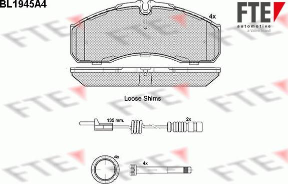 FTE BL1945A4 - Тормозные колодки, дисковые, комплект autospares.lv