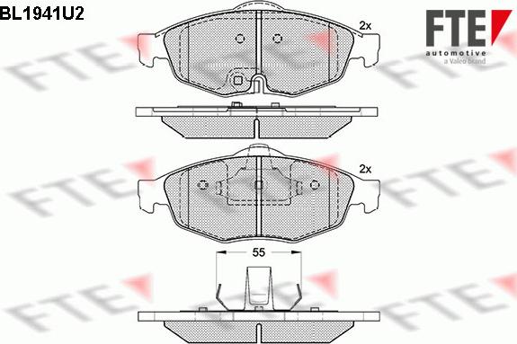 FTE BL1941U2 - Тормозные колодки, дисковые, комплект autospares.lv