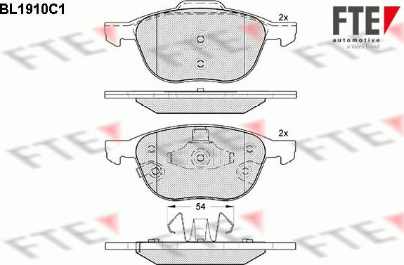 FTE BL1910C1 - Тормозные колодки, дисковые, комплект autospares.lv