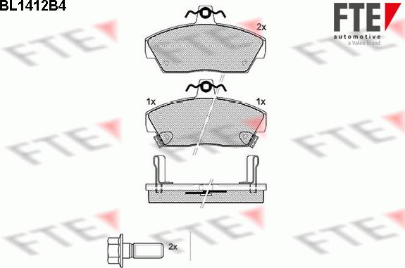 FTE BL1412B4 - Тормозные колодки, дисковые, комплект autospares.lv