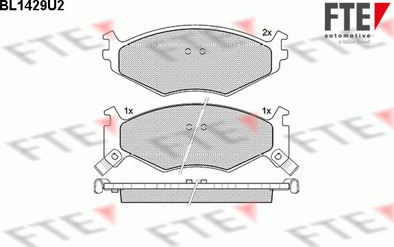 FTE BL1429U2 - Тормозные колодки, дисковые, комплект autospares.lv