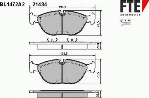 FTE BL1472A2 - Тормозные колодки, дисковые, комплект autospares.lv