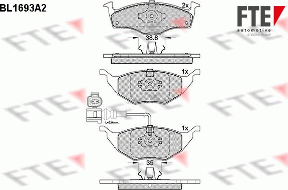 FTE BL1693A2 - Тормозные колодки, дисковые, комплект autospares.lv