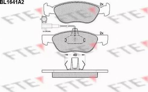 FTE BL1641A2 - Тормозные колодки, дисковые, комплект autospares.lv