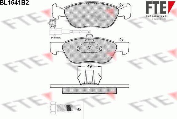 FTE BL1641B2 - Тормозные колодки, дисковые, комплект autospares.lv