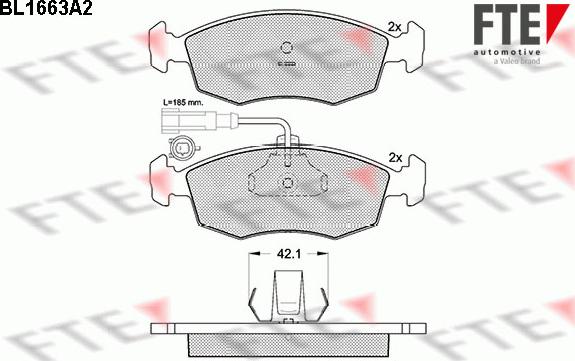 FTE BL1663A2 - Тормозные колодки, дисковые, комплект autospares.lv