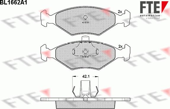 FTE BL1662A1 - Тормозные колодки, дисковые, комплект autospares.lv