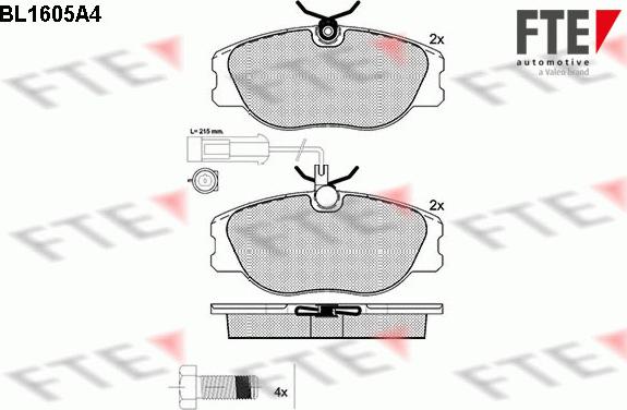 FTE BL1605A4 - Тормозные колодки, дисковые, комплект autospares.lv