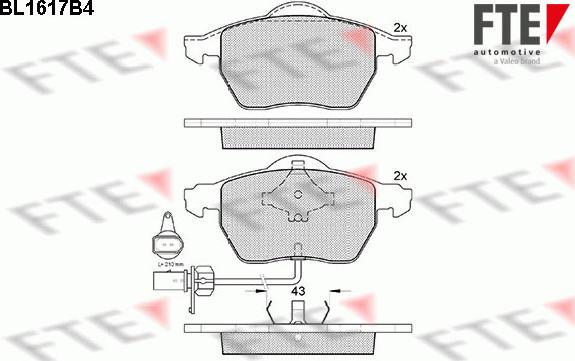 FTE BL1617B4 - Тормозные колодки, дисковые, комплект autospares.lv