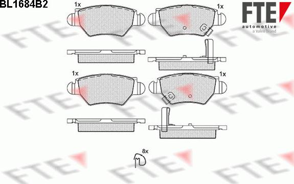 FTE BL1684B2 - Тормозные колодки, дисковые, комплект autospares.lv