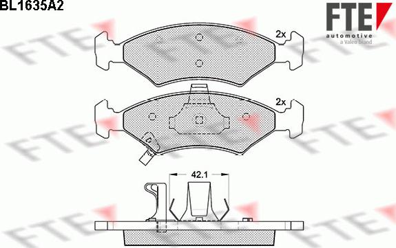 FTE BL1635A2 - Тормозные колодки, дисковые, комплект autospares.lv