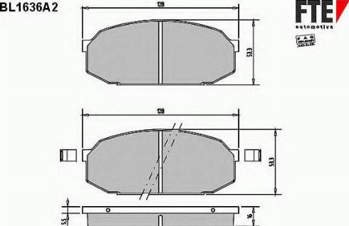 FTE BL1636A2 - Тормозные колодки, дисковые, комплект autospares.lv