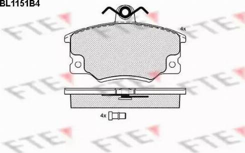 FTE BL1151B4 - Тормозные колодки, дисковые, комплект autospares.lv