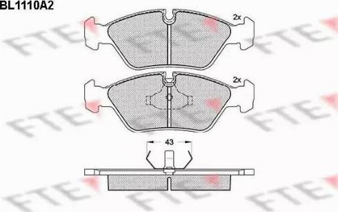 FTE BL1110A2 - Тормозные колодки, дисковые, комплект autospares.lv