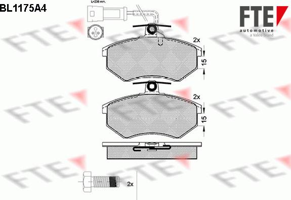 FTE BL1175A4 - Тормозные колодки, дисковые, комплект autospares.lv