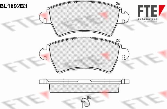 FTE BL1892B3 - Тормозные колодки, дисковые, комплект autospares.lv