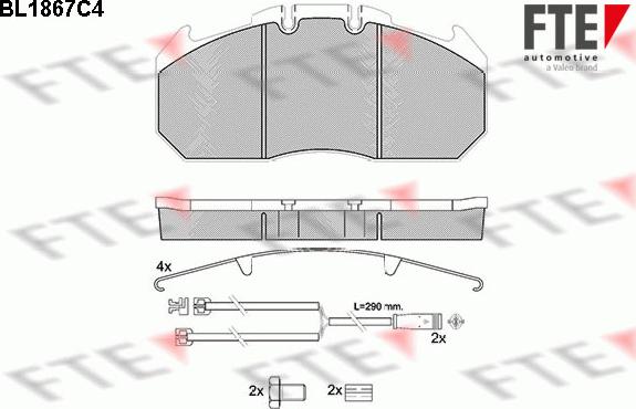 FTE BL1867C4 - Тормозные колодки, дисковые, комплект autospares.lv