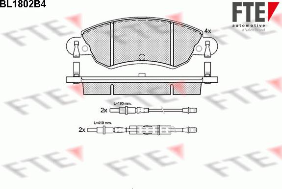 FTE BL1802B4 - Тормозные колодки, дисковые, комплект autospares.lv