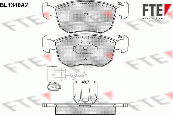 FTE BL1349A2 - Тормозные колодки, дисковые, комплект autospares.lv