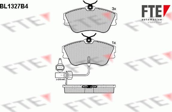 FTE BL1327B4 - Тормозные колодки, дисковые, комплект autospares.lv