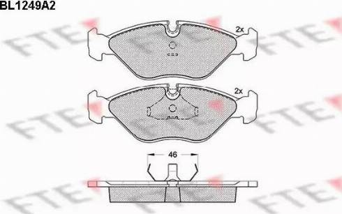 FTE BL1249A2 - Тормозные колодки, дисковые, комплект autospares.lv