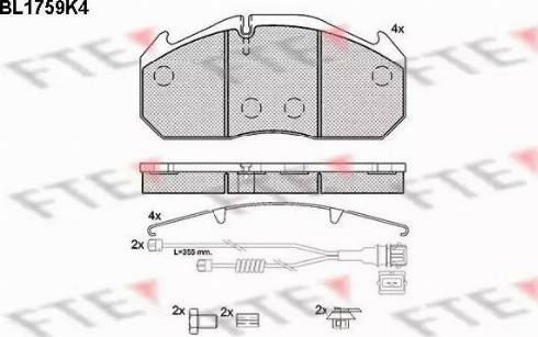 FTE BL1759K4 - Тормозные колодки, дисковые, комплект autospares.lv