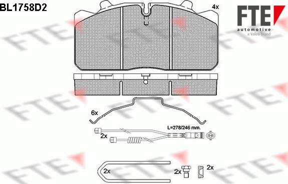 FTE BL1758D2 - Тормозные колодки, дисковые, комплект autospares.lv