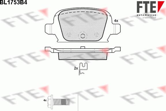 FTE BL1753B4 - Тормозные колодки, дисковые, комплект autospares.lv