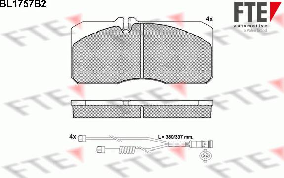 FTE BL1757B2 - Тормозные колодки, дисковые, комплект autospares.lv