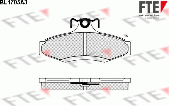 FTE BL1705A3 - Тормозные колодки, дисковые, комплект autospares.lv